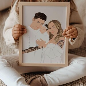 Custom Family Portrait, Personalized Couple Portrait, Anniversary Photo Print, Gift for Family, Faceless Portrait, Hand-drawn Unique Gift