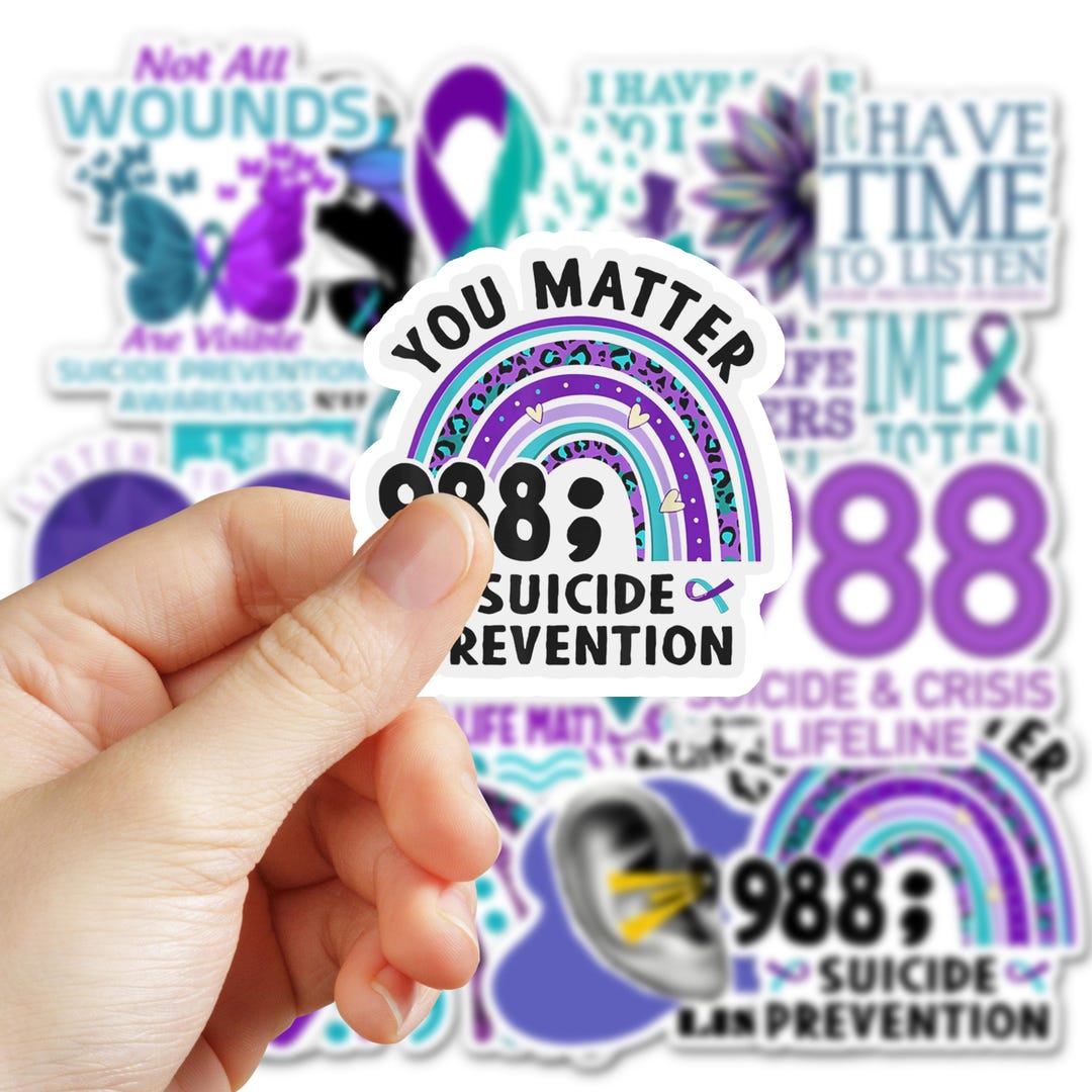 Mental Health Awareness Stickers Pack 18pcs, You Matter 988 Support ...