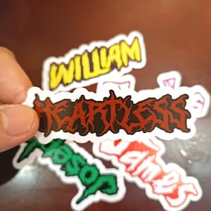 Personalized Death Metal Name Sticker, Custom Horror Font Decal, 3 Inch Black Metal Vinyl Sticker for Laptop, Car, Water Bottle