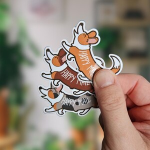 Lot Stickers x9 Happy Mail Corgi