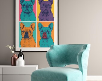 Französische Bulldogge Pop Art Poster zum Ausdrucken