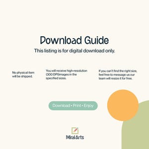 May include: A digital download guide with the text "Download Guide" and "This listing is for digital download only." Additional text includes information about the product and the brand "Miral Arts."