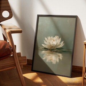 Sage Green Wall Art, Lotus Flower, Japandi Wall Art, Wabi Sabi Wall Art, Botanical Print, Spa Wall Art, Above Bed Art, Digital Download image 14
