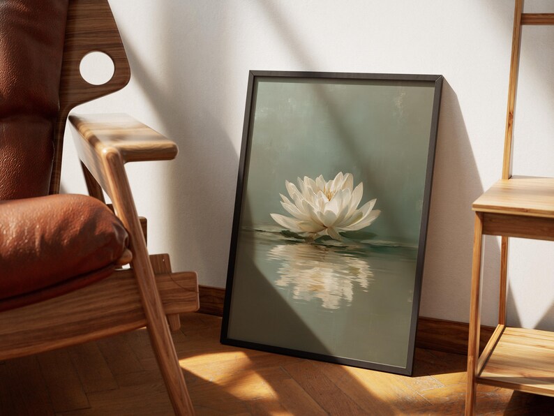 Sage Green Wall Art, Lotus Flower, Japandi Wall Art, Wabi Sabi Wall Art, Botanical Print, Spa Wall Art, Above Bed Art, Digital Download image 14