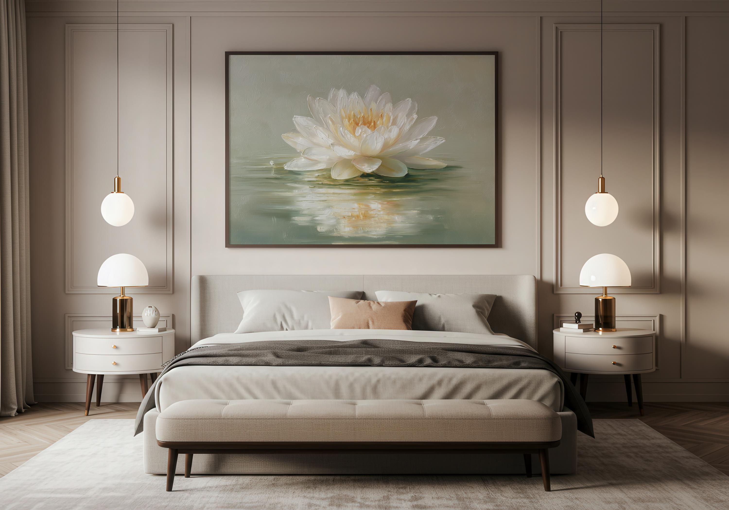 White Lotus Wall Art Printable, Minimalist Zen Botanical Art, Japandi ...