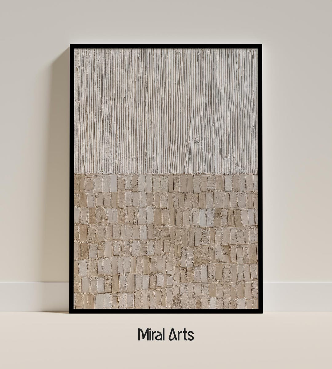 Neutral Textured Abstract Art Print – Beige Minimalist Painting, Wabi ...