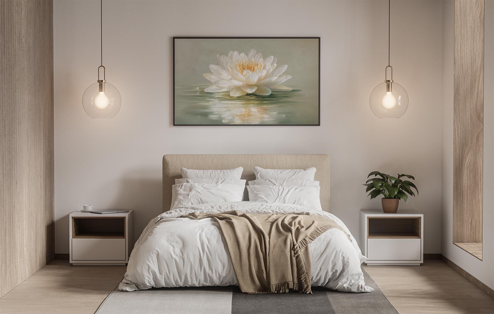 White Lotus Wall Art Printable, Minimalist Zen Botanical Art, Japandi ...