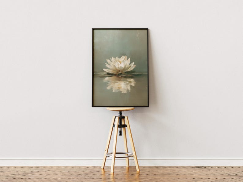 Sage Green Wall Art, Lotus Flower, Japandi Wall Art, Wabi Sabi Wall Art, Botanical Print, Spa Wall Art, Above Bed Art, Digital Download image 10