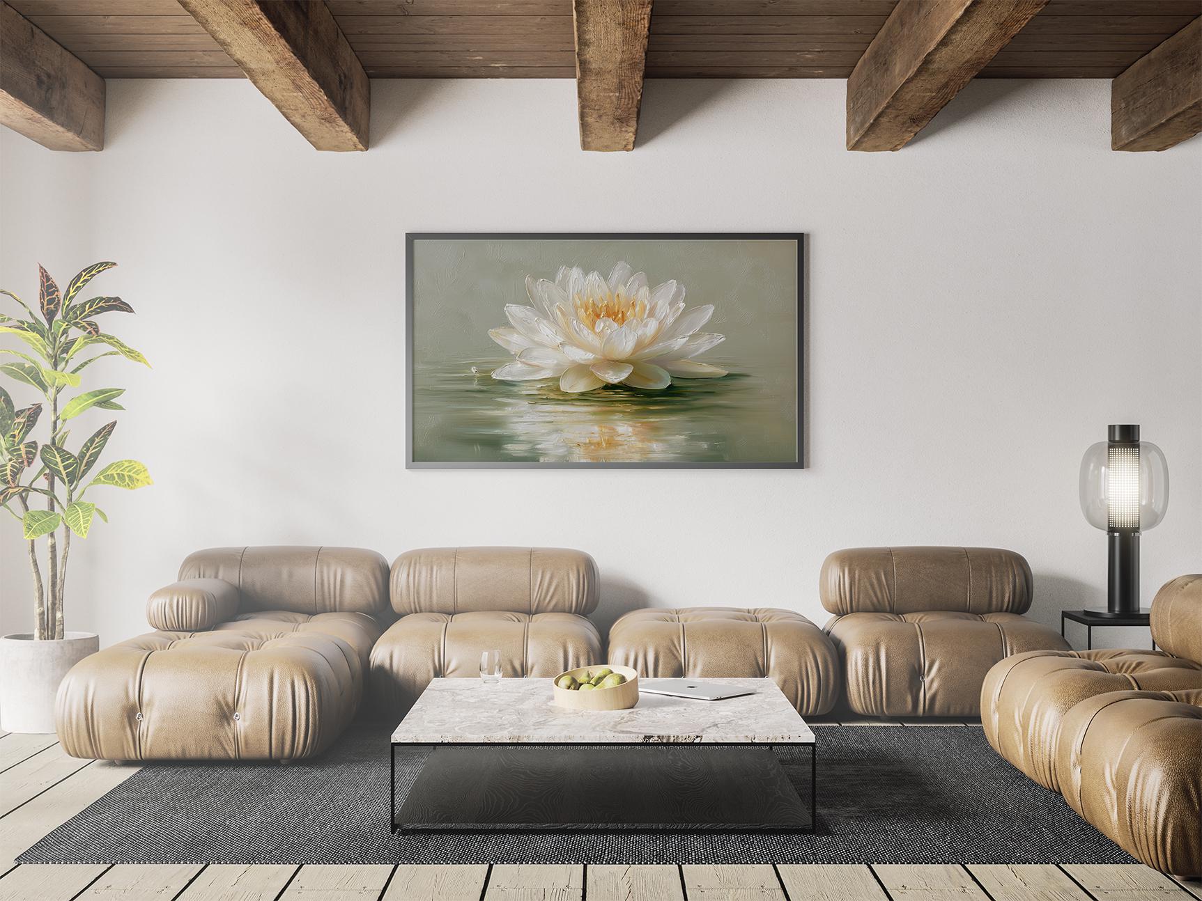 White Lotus Wall Art Printable, Minimalist Zen Botanical Art, Japandi ...