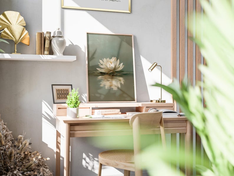 Sage Green Wall Art, Lotus Flower, Japandi Wall Art, Wabi Sabi Wall Art, Botanical Print, Spa Wall Art, Above Bed Art, Digital Download image 8