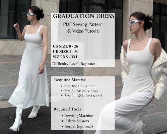 Digital PDF Sewing Patterns & PDF Instruction for Square Neck Graduation  Dress by Huong's Handmade (Size US 0 - 26)