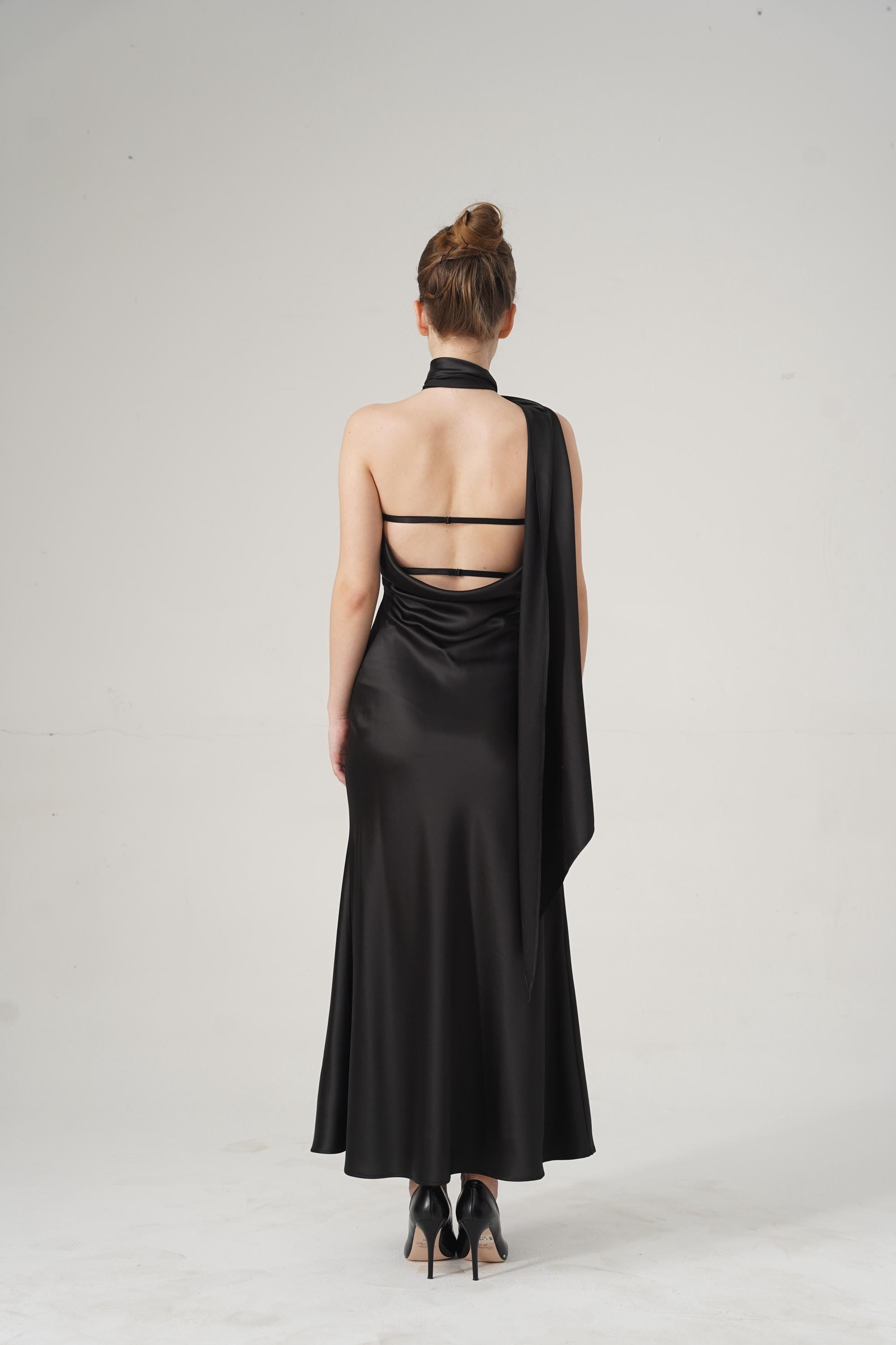 chinese dress ladies Berry Cowl Neck Chain Dress