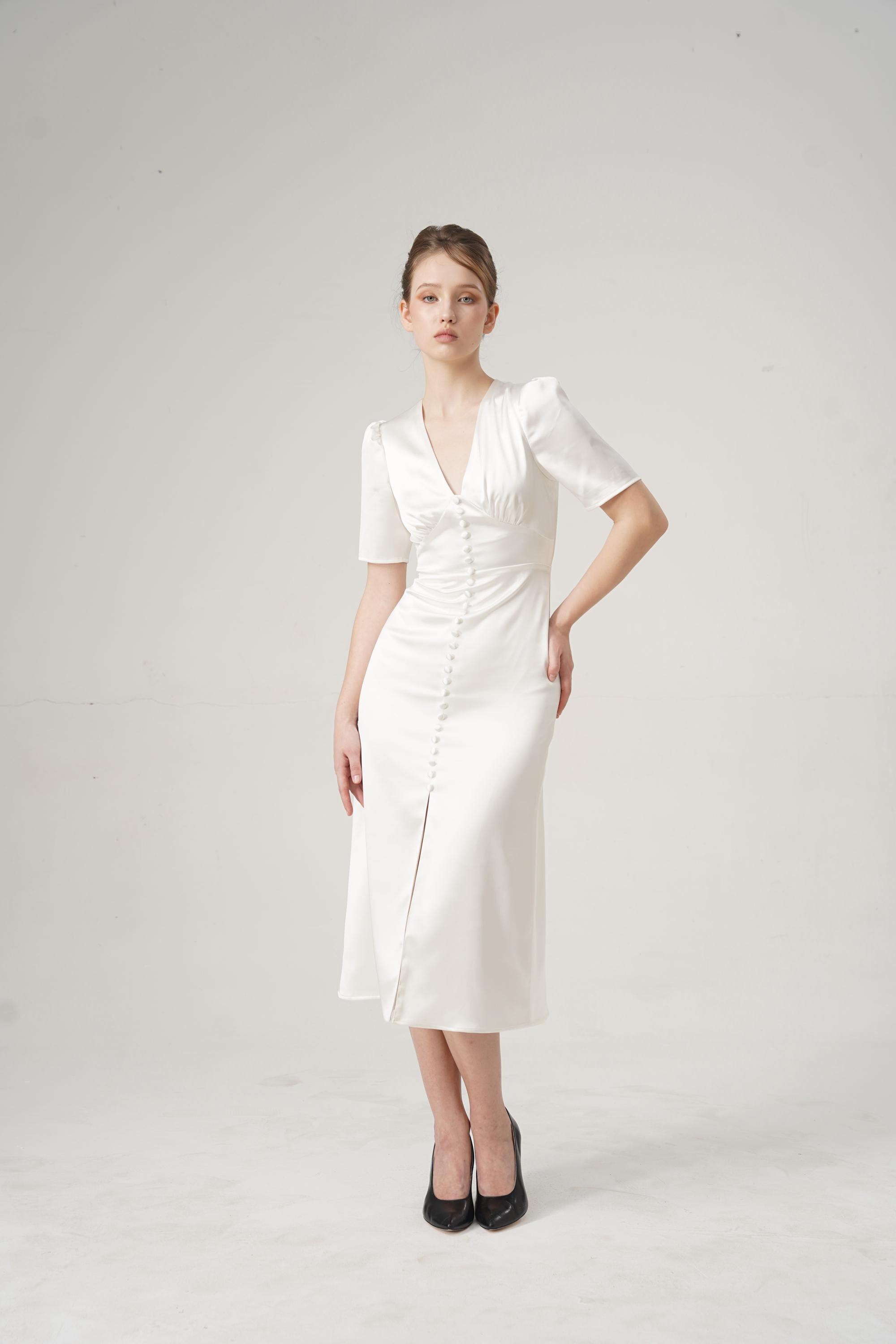 Satin Shirt Dress Midi - Etsy