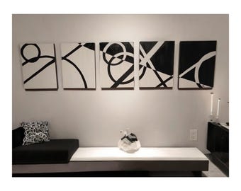 Striking Black and White Minimalist Painting, Acrylic on Canvas, Made to Order