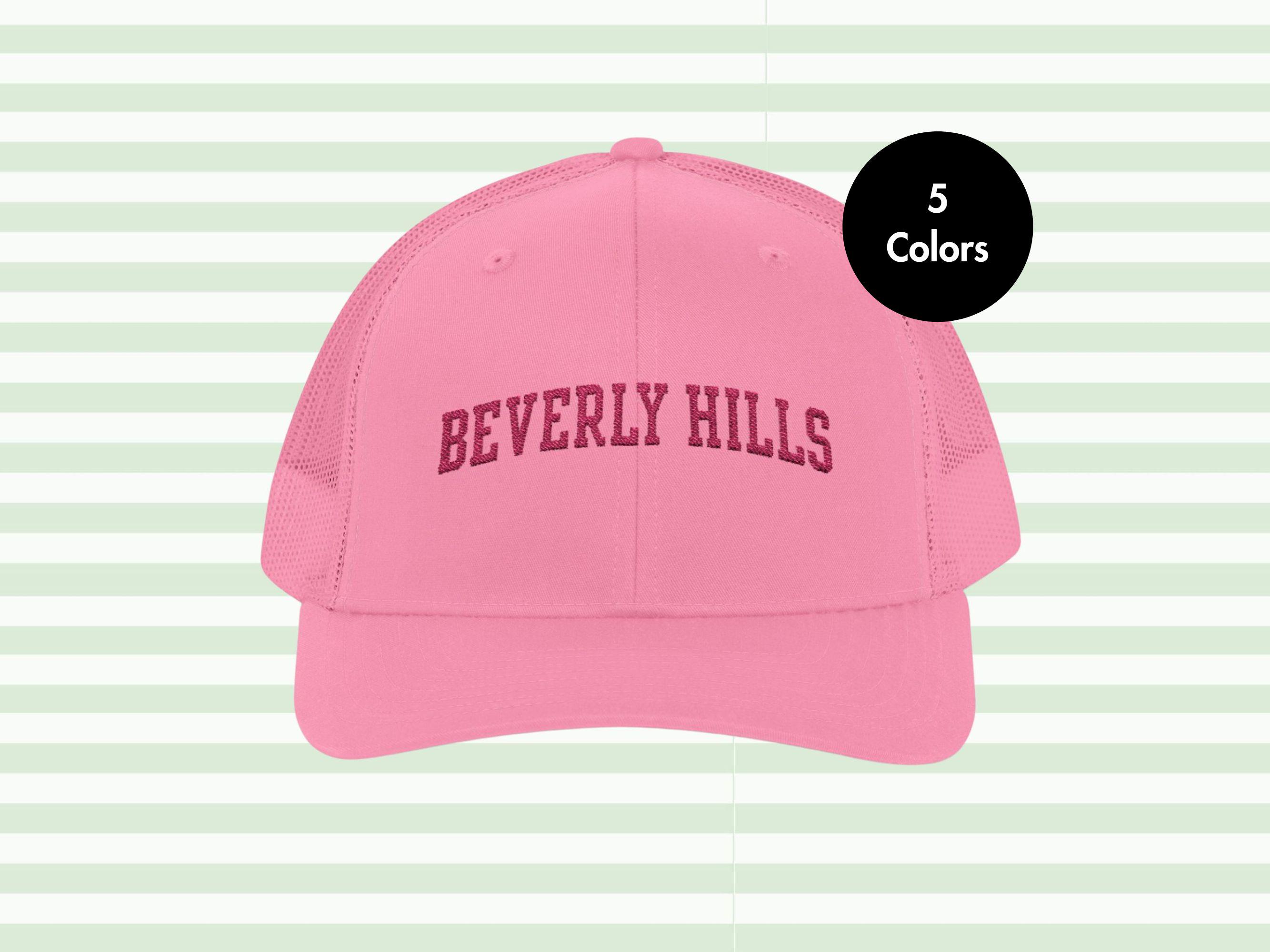 The Beverly Hills Hotel 90210 pink baseball cap with dark green embroidery Beverly Hills Hotel Cap - Etsy main image 4