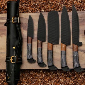 Hand Forged Damascus Steel Chef Knife Set, Kitchen Knives | Chef Knife Set, Handmade 5 Pcs Luxury Damascus Knife Gift for him, Gifts for her