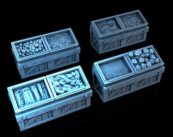 Market Stands and Sacks- 28mm - D&D - Medieval Terrain - 3DP4U
