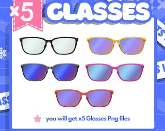 Vtuber Glasses Asset Pack | Transparent PNG | Premade Stream (Digital Download)