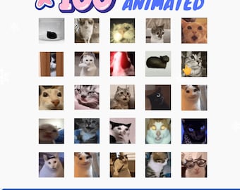 100 Animated Memes Cat Emotes: Twitch, Discord, YouTube (Digital Download)