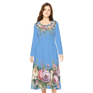 Floral Print Long Sleeve Dance Dress: Elegant Spring Outfit