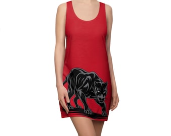 Panther Graphic Racerback Dress: Sporty Polyester Summer Dress