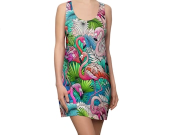 Flamingo Racerback Dress: Tropical Beach Party Outfit