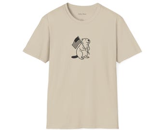 Beaver with American Flag T-Shirt