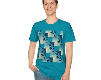 Manta Ray Garment-Dyed T-Shirt: Abstract Art, US Cotton Tee