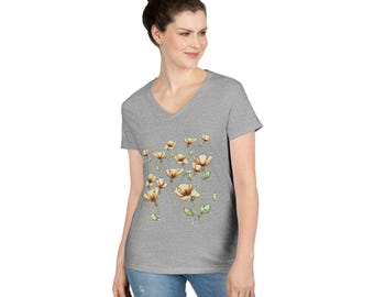 California Poppies V Neck T Shirt