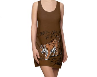 Tiger Print Racerback Dress: Bold Animal Print Summer Beachwear