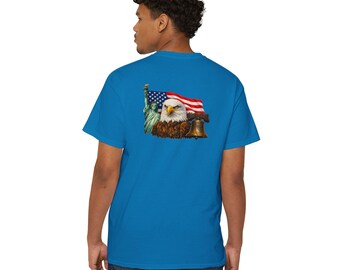 American Flag Eagle Liberty Bell T-Shirt | Patriotic Back Graphic
