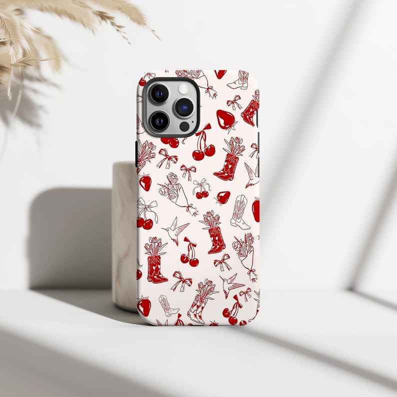 Coquette Coastal Cherry Cowgirl Phone Case, Summer Phone Case, Long Live Cowgirls, iPhone 17 16 15 14 13 12 11 Pro Max, Samsung S25 S24 S23 Plus Ultra