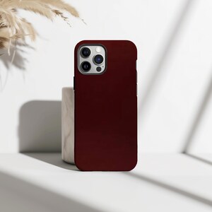 Mörkvinrött mobilskal, rödbrunt enfärgat skyddsfodral, iPhone 17 16 15 14 13 12 11 Pro Max, Samsung Galaxy S25 S24 S23 S22 S21 Ultra