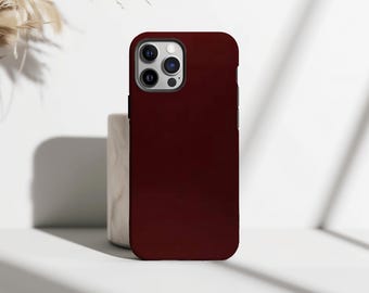 Dark Burgundy Phone Case, Maroon Solid Color Protective Cover, iPhone 17 16 15 14 13 12 11 Pro Max, Samsung Galaxy S25 S24 S23 S22 S21 Ultra