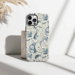 Aquarell Waldtiere Handyhülle, Hirsch Fuchs Bär Igel Schmetterling Woodland Handyhülle für iPhone 17 16 15 14 13 12 11, Samsung S25 S24