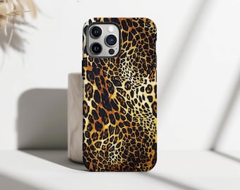 Tan Leopard Print Tough Phone Case, Animal Print Phone Cover, Cheetah Y2K Phone Cases, iPhone 17 16 15 14 13 12 11 Pro Max, Samsung S25 S24