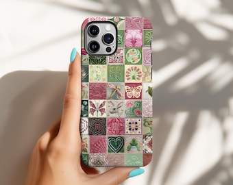 Mosaic tile Phone Case : bohemian retro y2k 90s hippie for iPhone 18 17 16 15 14 13 12 11 Pro Max, Samsung S30 S26 S25 S24 S23 S22 Ultra