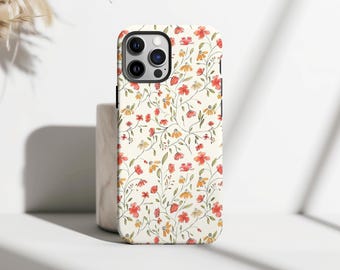 Telefonskal med vintageblommor och flickmönster, söt blomdesign, eleganta accessoarer, iPhone 17 16 15 14 13 12 11 Pro Max, Samsung S25 S24 S23 Ultra