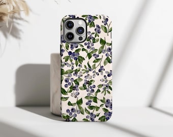 Funda de teléfono con diseño de arándanos, diseño botánico de arándanos, diseño floral de acuarela, para iPhone 17, 16, 15, 14, 13, 12 y 11 Pro Max, Samsung S25