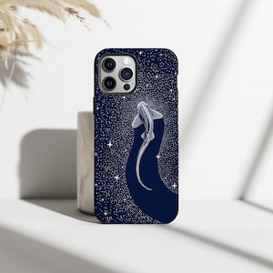 Blue Watercolor Whale Shark Phone Case, Ocean Sea Creature Phone Case, iPhone 17 16 15 14 13 12 11 Pro Max, Samsung S25 S24 S23 Ultra