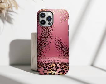 Pink Leopard Aesthetic Phone Case, Trendy Y2K Cute Pattern, Glam Coquette Animal Print Cover, iPhone 17 16 15 14 13 12 11, Samsung S25 S24