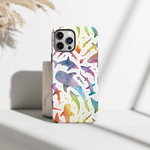 Colorful Whale Shark Phone Case For iPhone 16 15 14 13 12 11 Pro Max, Samsung S25 S24 Plus Ultra MagSafe Phone Case Beach Lovers Phone Cases