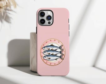 Coque de portable MagSafe en étain sardine rétro, cadeau d'été italien pour moodboard, iPhone 16 15 14 13 12 11 Pro Max, Samsung S25 S24 S23 Ultra
