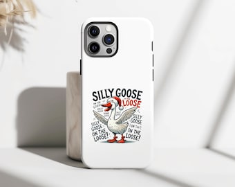 Funny Goose Phone Case, Trendy Silly Goose Meme Gift, Cute Animal Humor Case, iPhone 16 15 14 13 12 11 Pro Max, Samsung S25 S24 Plus Ultra