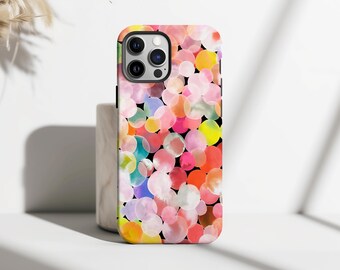 Pastel Ombre Colorful Phone Case, Colorful Abstract Bubble Phone Case, Rainbow Watercolor Cover, iPhone 17 16 15 14 13 12 11, Samsung S25