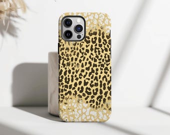 Golden Leopard Print Phone Case, Animal Print Phone Cover, Leopard Y2K Phone Cases, iPhone 17 16 15 14 13 12 11 Pro Max, Samsung S25 S24 S23