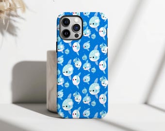 Custodia per telefono a forma di pesce luna che nuota, custodia per telefono a forma di pesce kawaii, custodia per telefono a forma di creatura marina dell'oceano per iPhone 17 16 15 14 13 12 Pro Max, Samsung S25 S24
