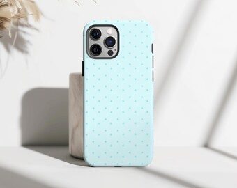 Mint Polka Dot Phone Case, Pastel Soft Girl Aesthetic Cover, Cute Minimal Coquette Design, iPhone 17 16 15 14 13 12 Pro Max, Samsung S25 S24