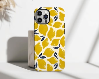 Cute Summer Lemon Phone Case Trendy Yellow Floral Cover for iPhone 16 15 14 13 12 11 Pro Max, Samsung S25 S24 S23 Plus Ultra