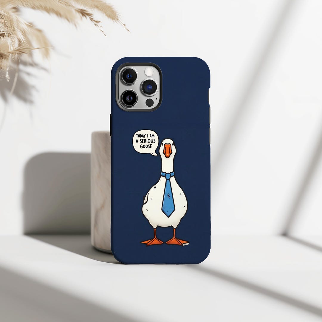 Serious Goose Phone Case, Silly Goose Phone Cases, Navy Blue Minimal ...